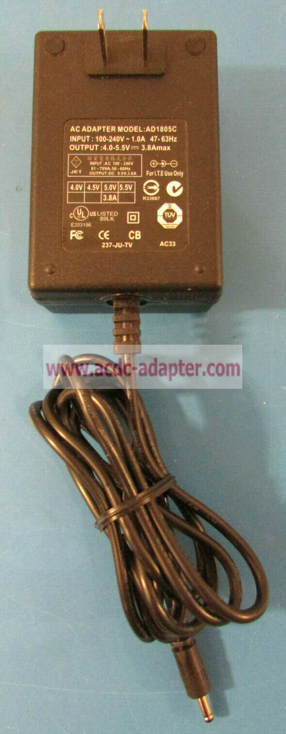 NEW Jet AD1805C AC Adapter 4.0-5.5V DC 3.8A Max ITE Power Supply 1.2x3.5mm
